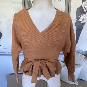 Camel Peplum Sweater-Boutique Brand